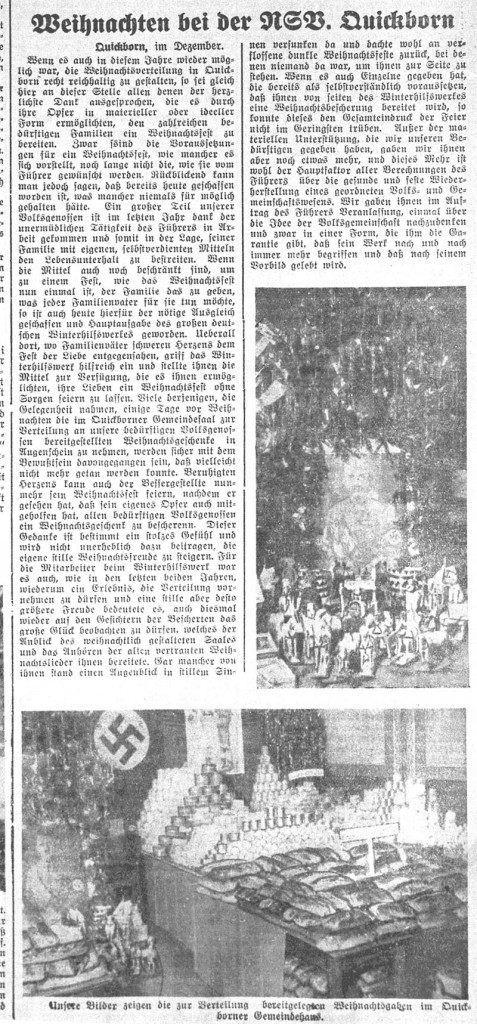 Weihnachtssammlung der NSV (Pinneberger Tageblatt, 27.12.1935)