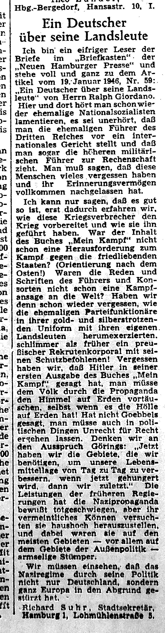 Neue Hamburger Presse, 30.01.1946
