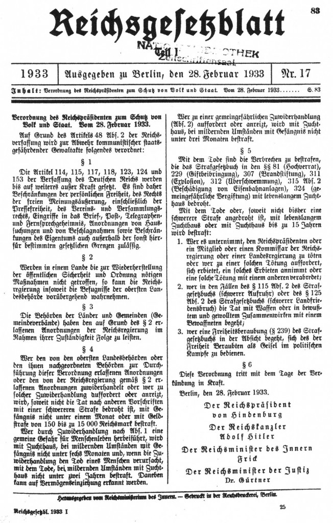 "Reichstagsbrandverordnung"